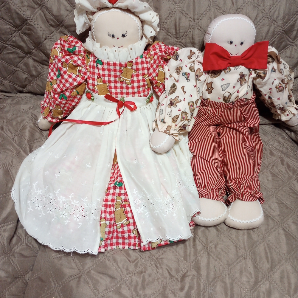 Vintage Handmade Gingerbread Man And Woman